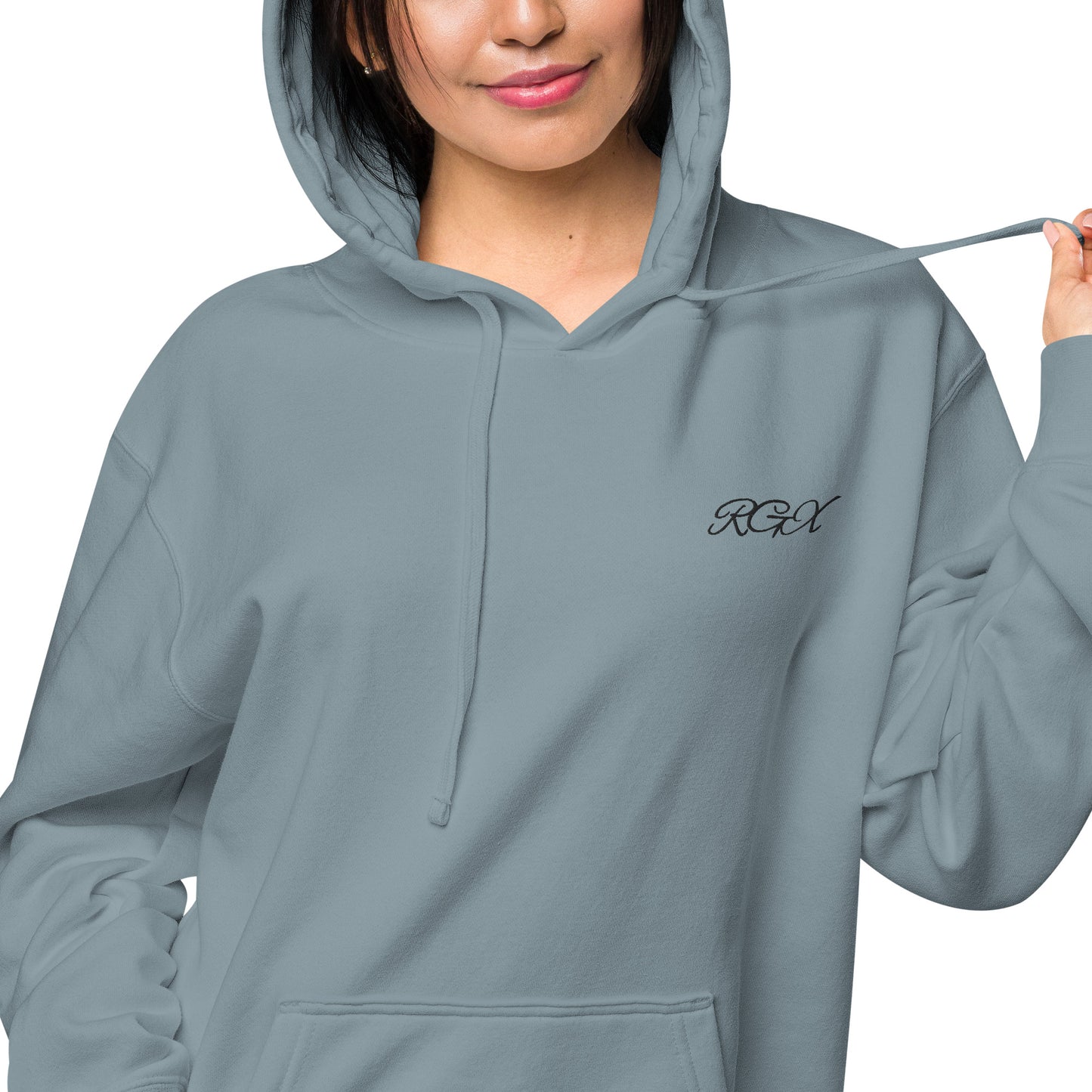 Black logo pigment-dyed hoodie