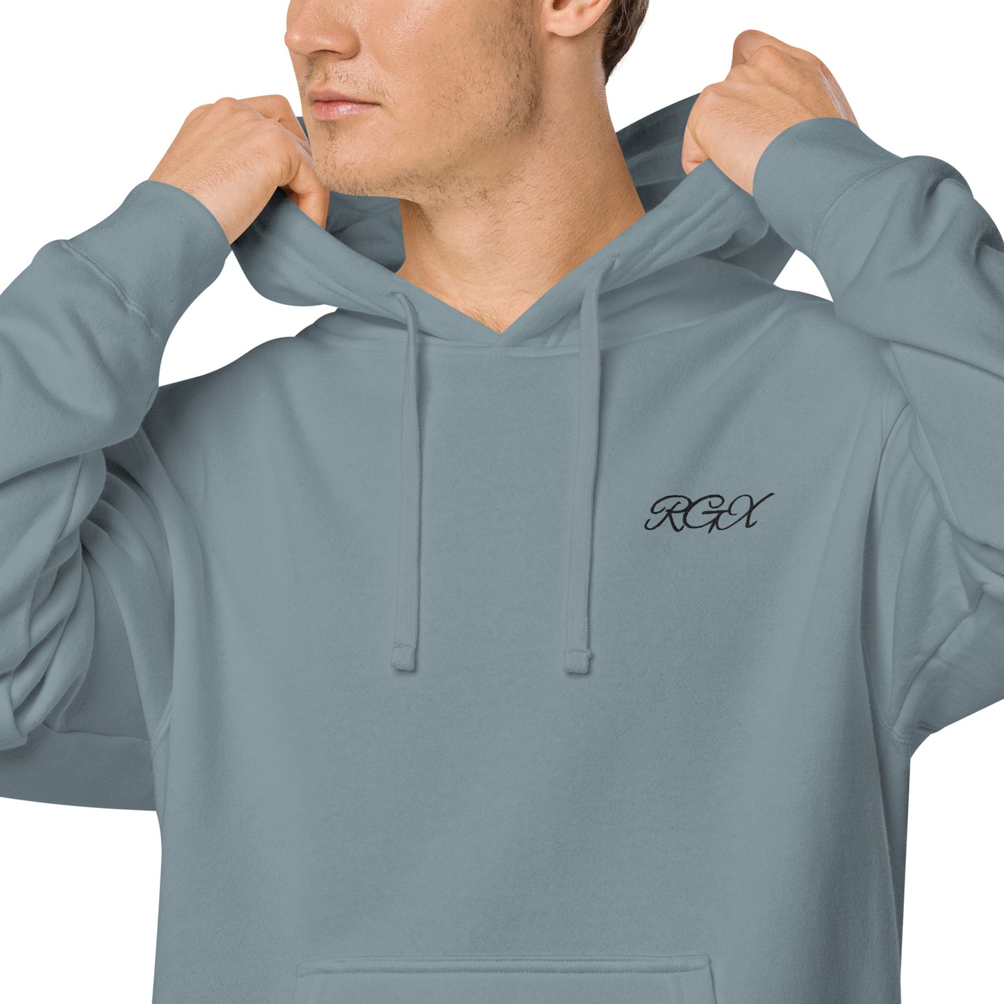 Black logo pigment-dyed hoodie