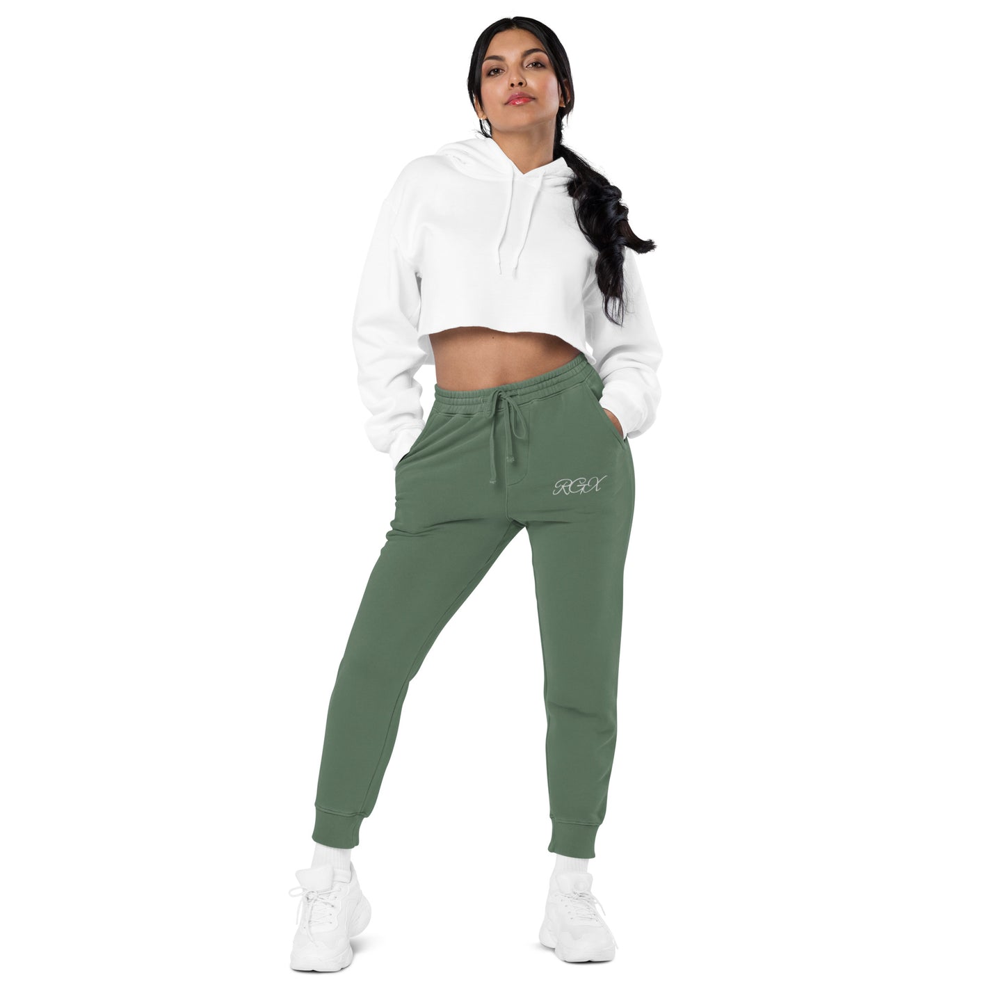 White logo pigment-dyed sweatpants