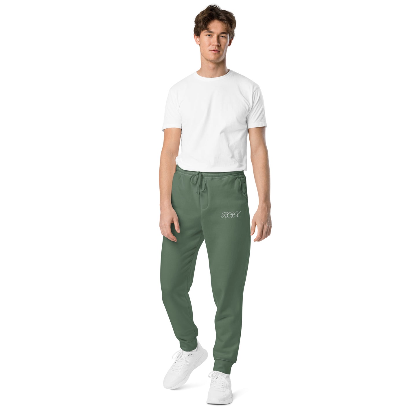 White logo pigment-dyed sweatpants
