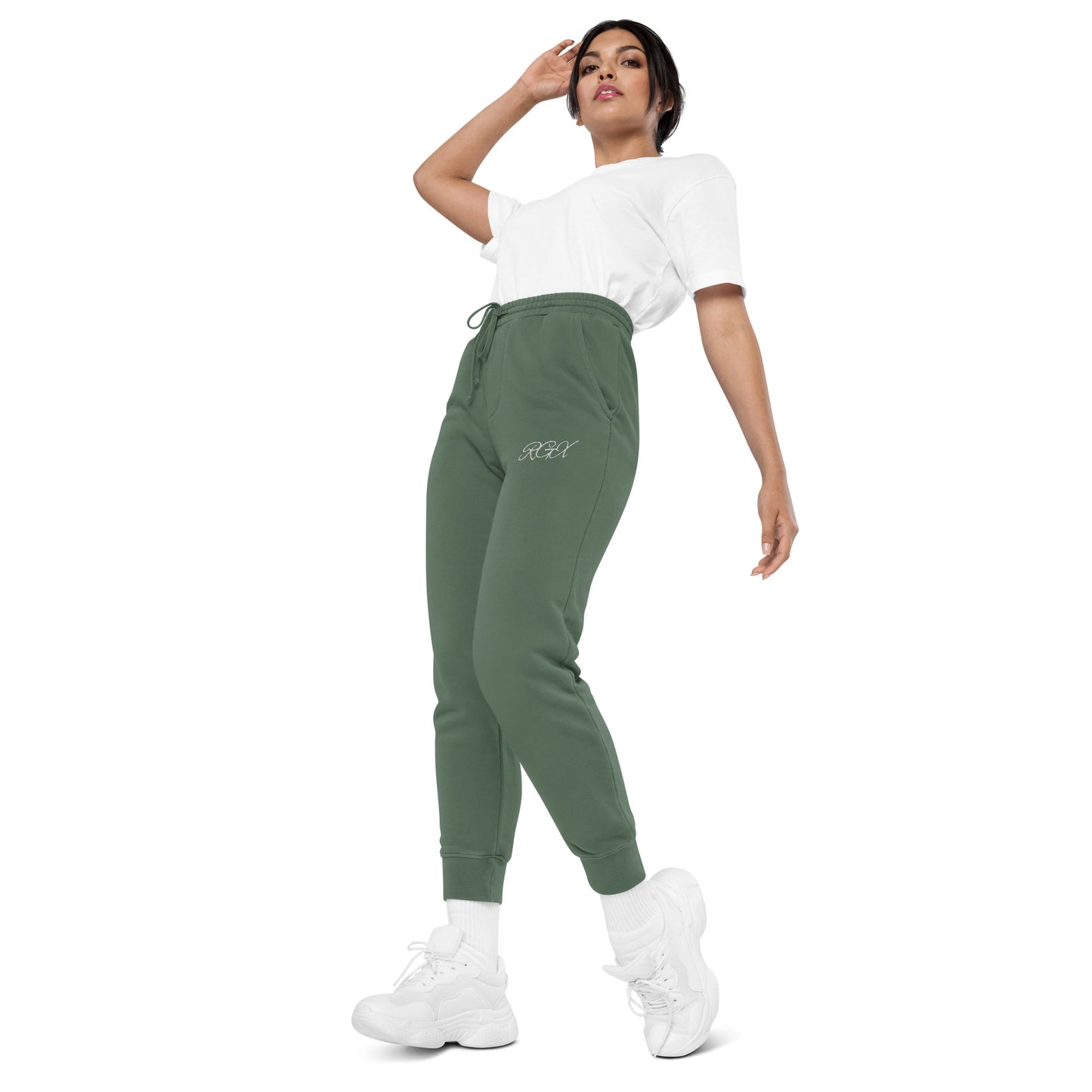 White logo pigment-dyed sweatpants