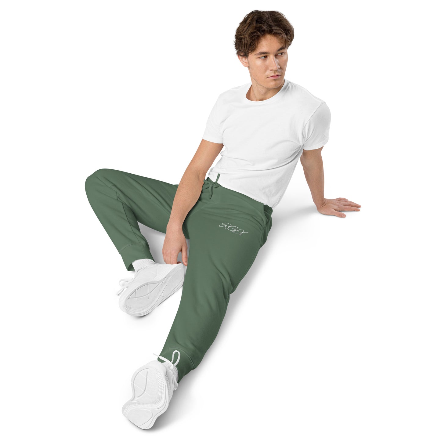 White logo pigment-dyed sweatpants