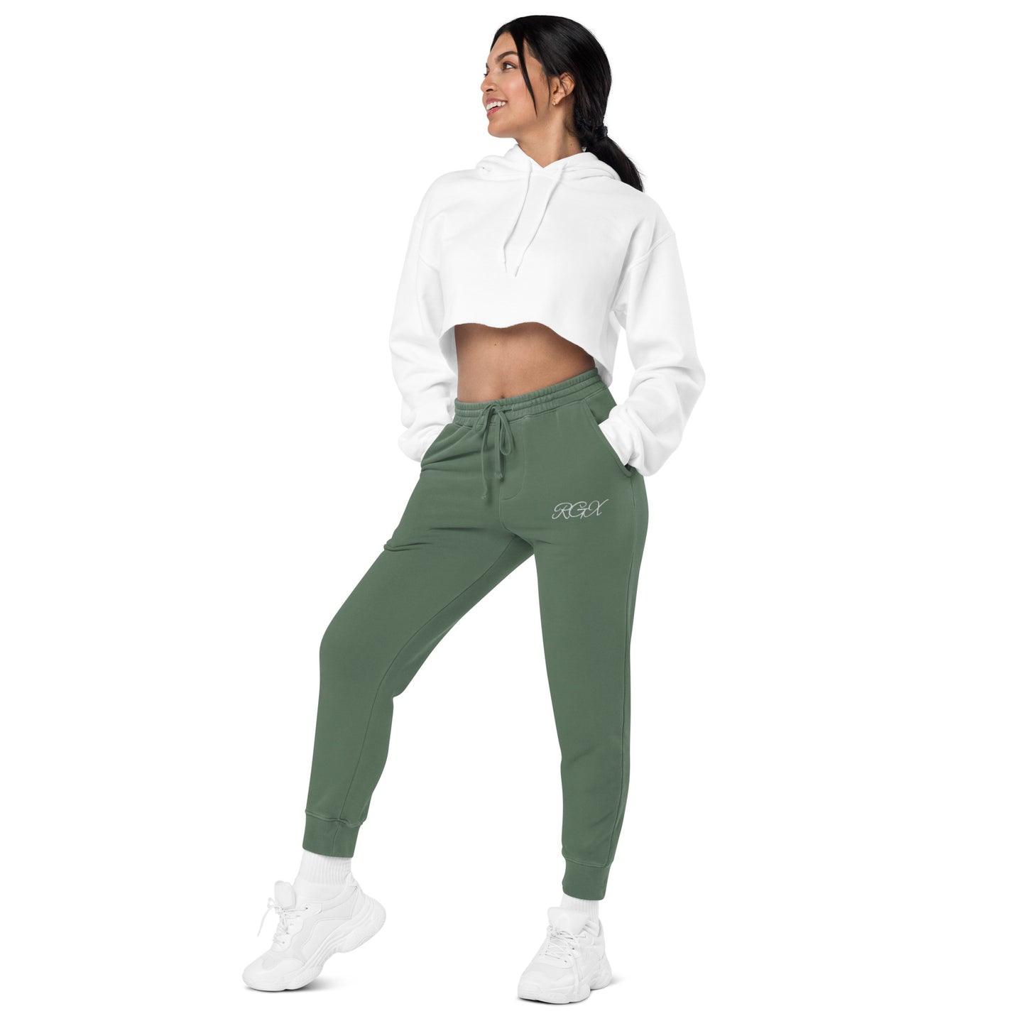White logo pigment-dyed sweatpants