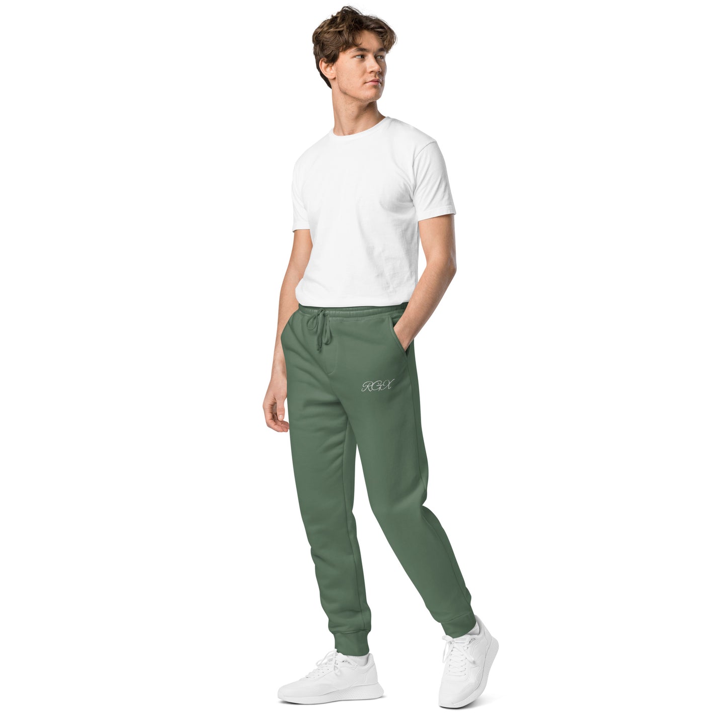White logo pigment-dyed sweatpants