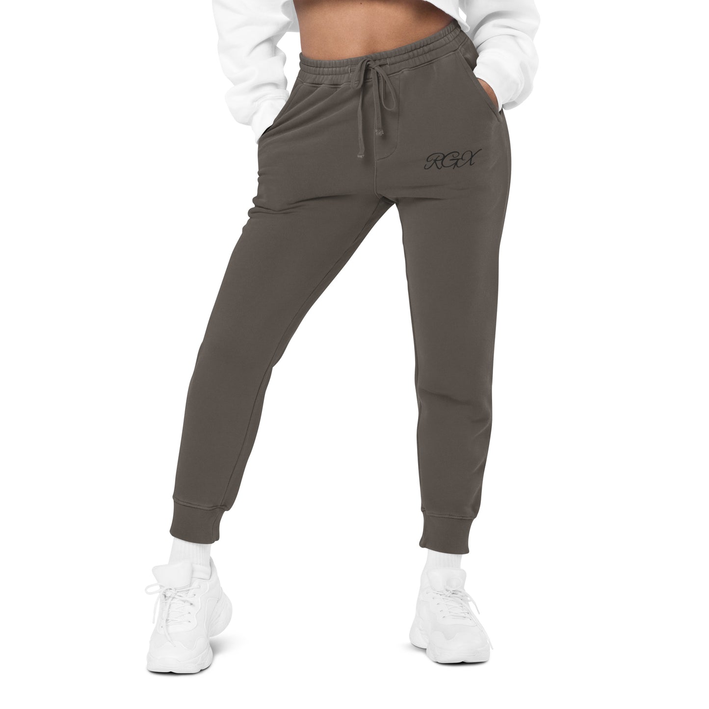 Black logo pigment-dyed sweatpants