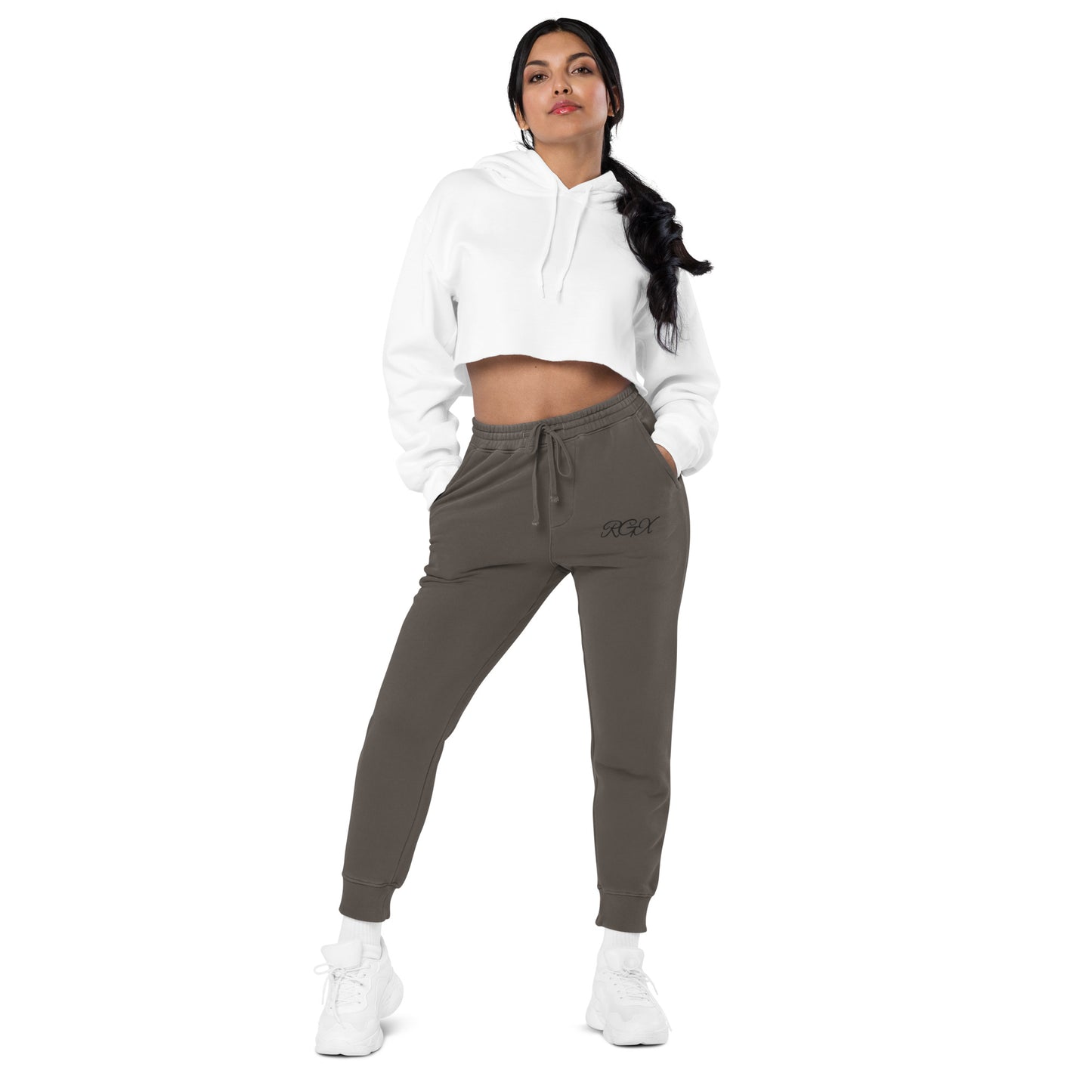 Black logo pigment-dyed sweatpants