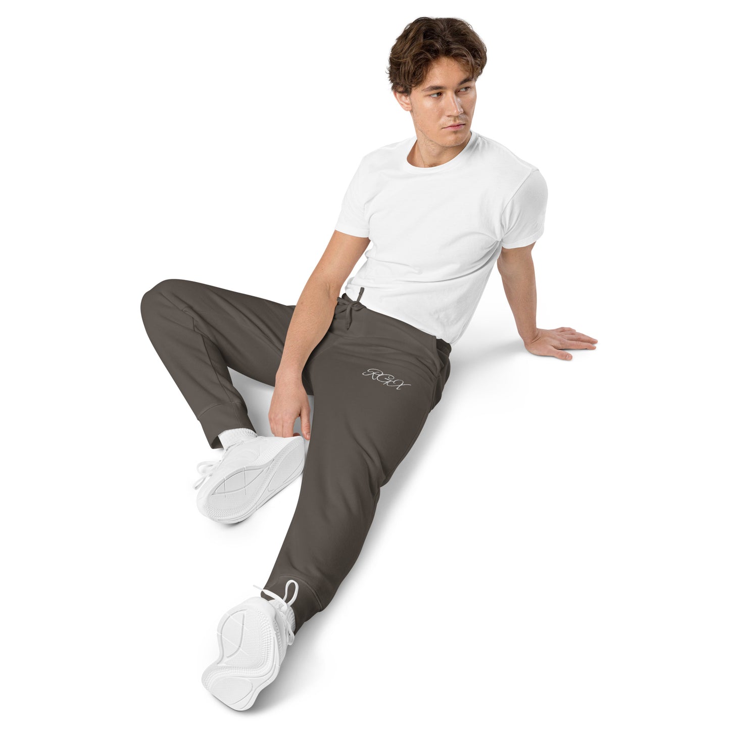 White logo pigment-dyed sweatpants