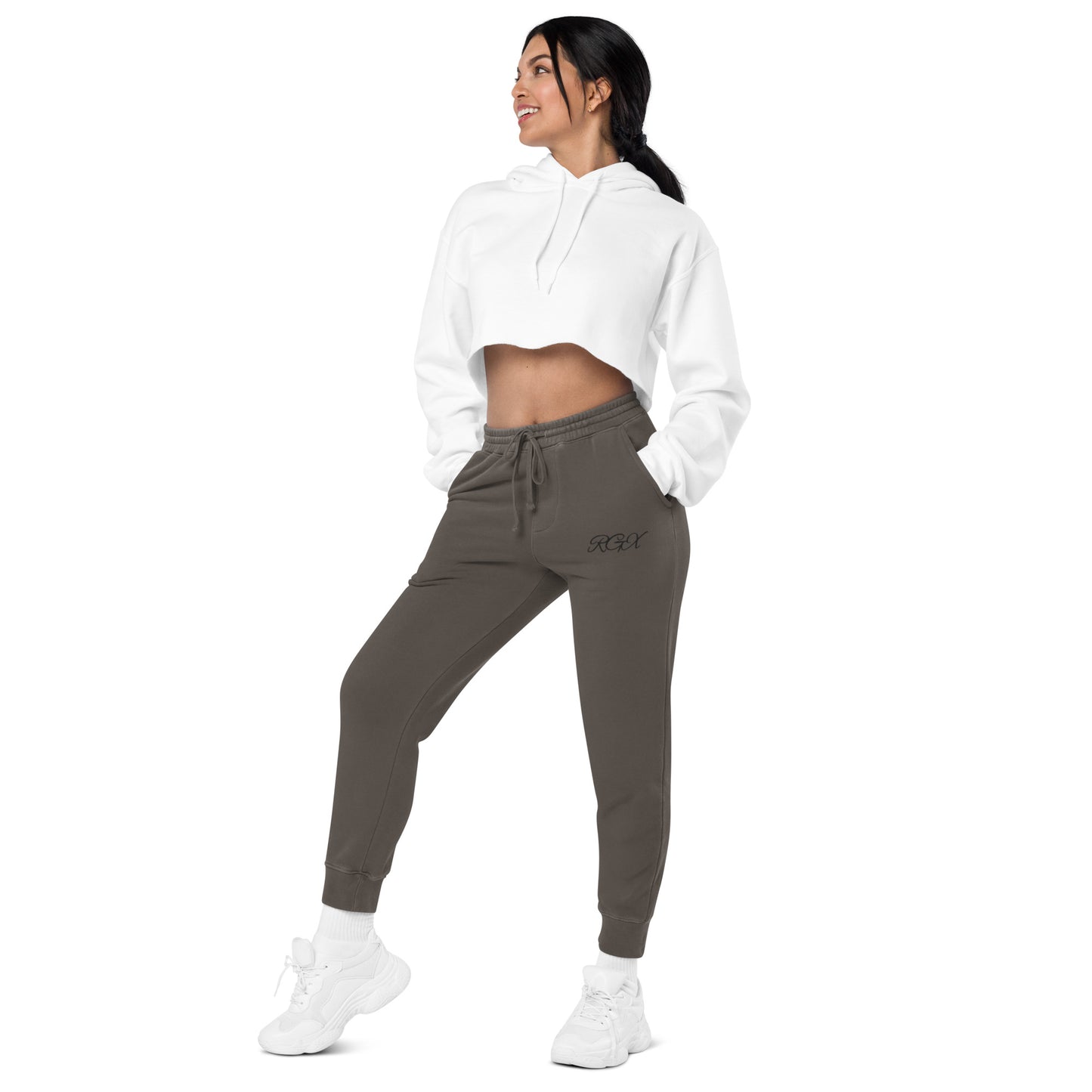 Black logo pigment-dyed sweatpants