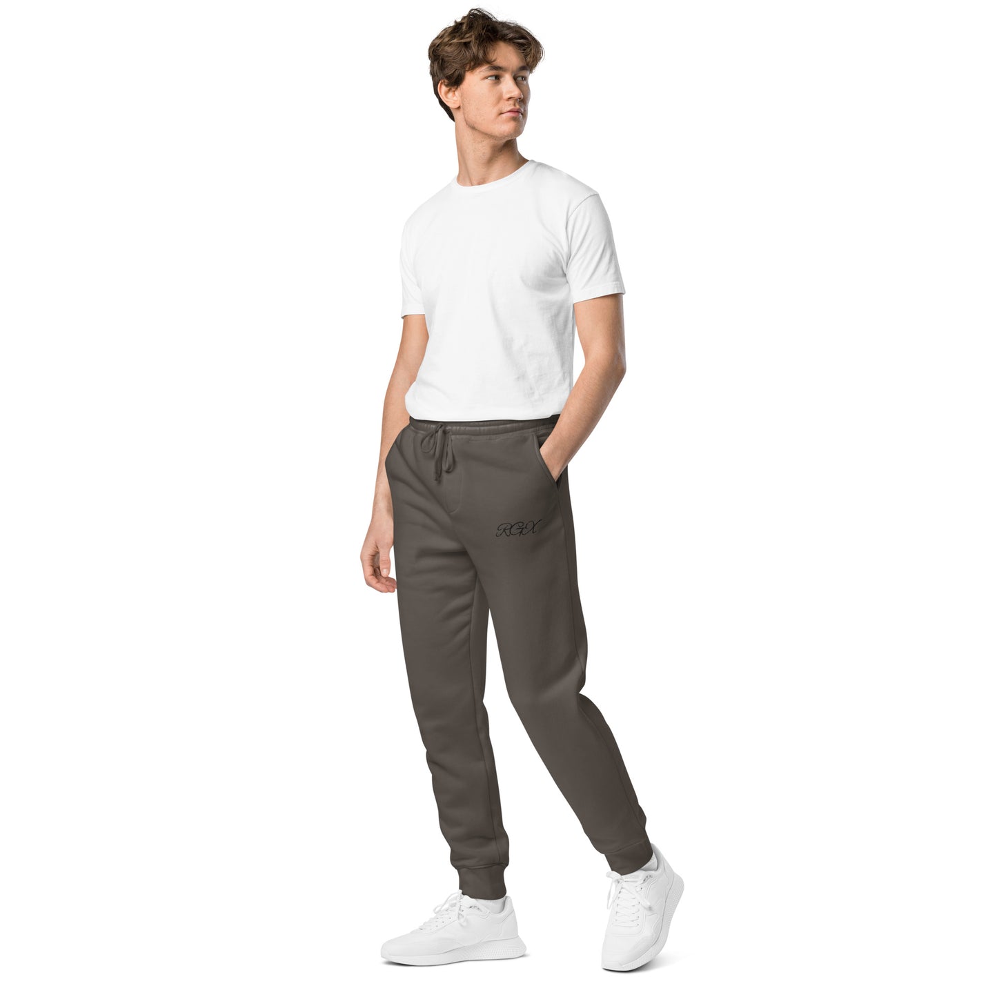 Black logo pigment-dyed sweatpants