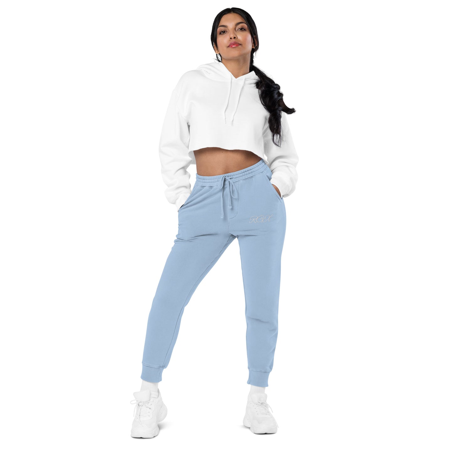 White logo pigment-dyed sweatpants