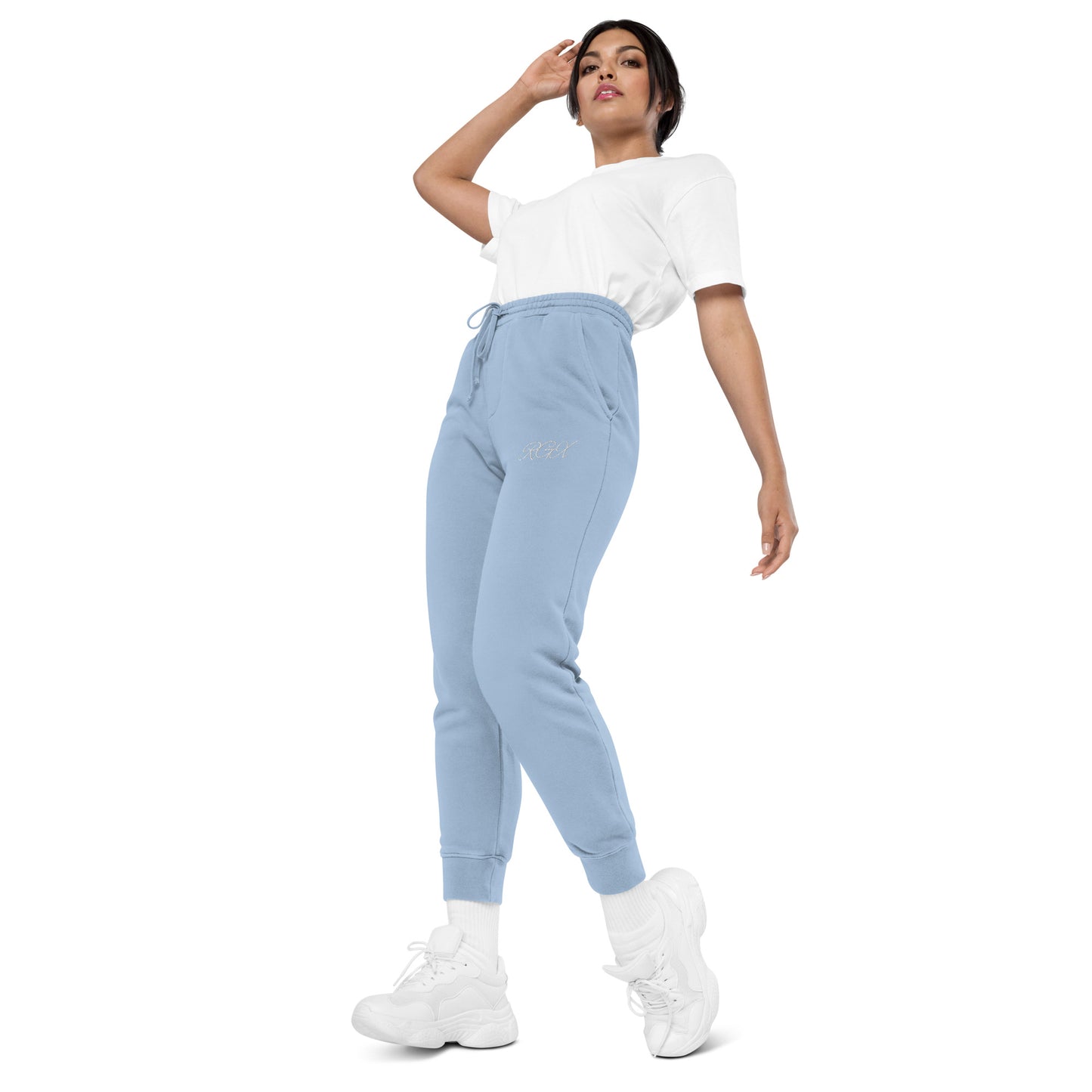 White logo pigment-dyed sweatpants