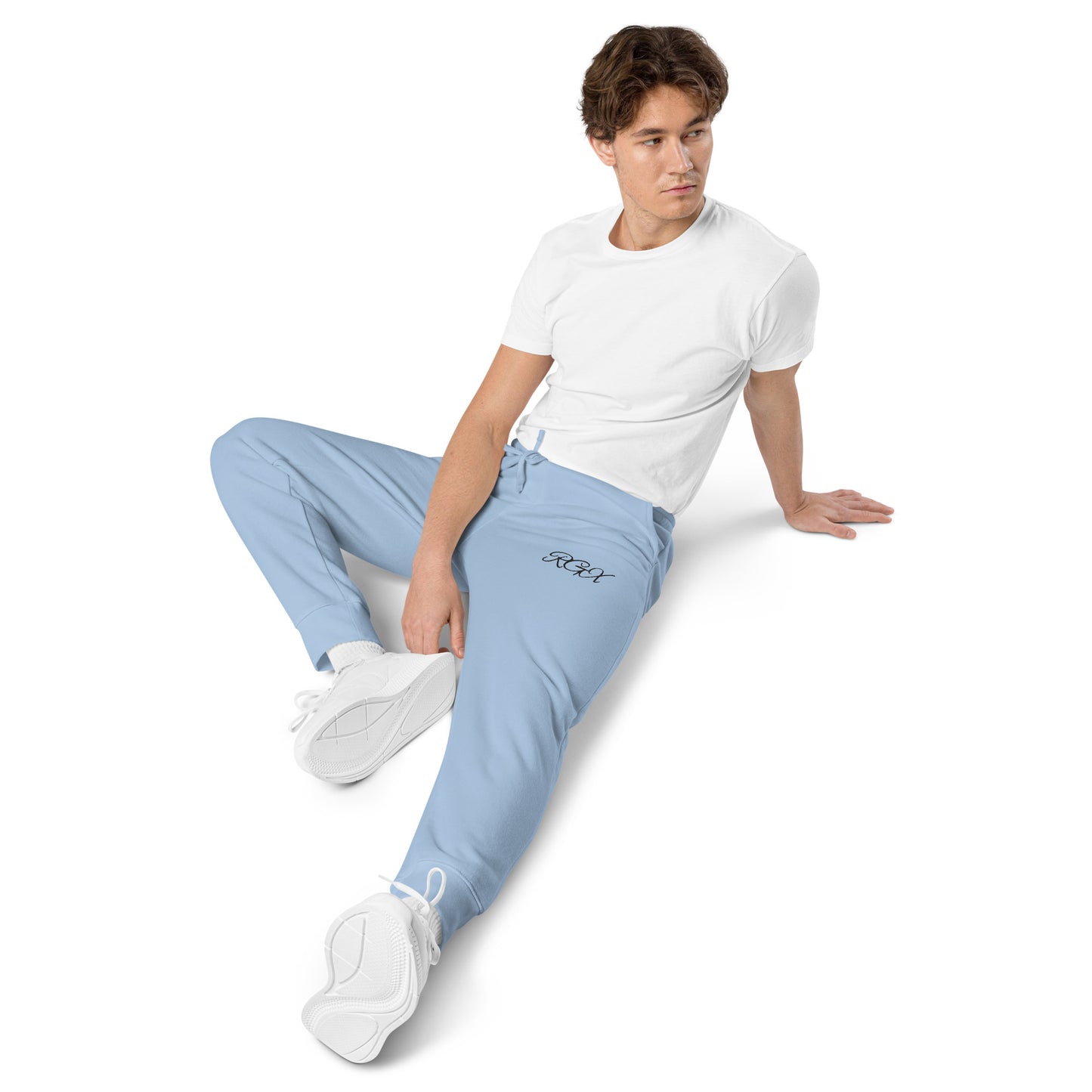 Black logo pigment-dyed sweatpants
