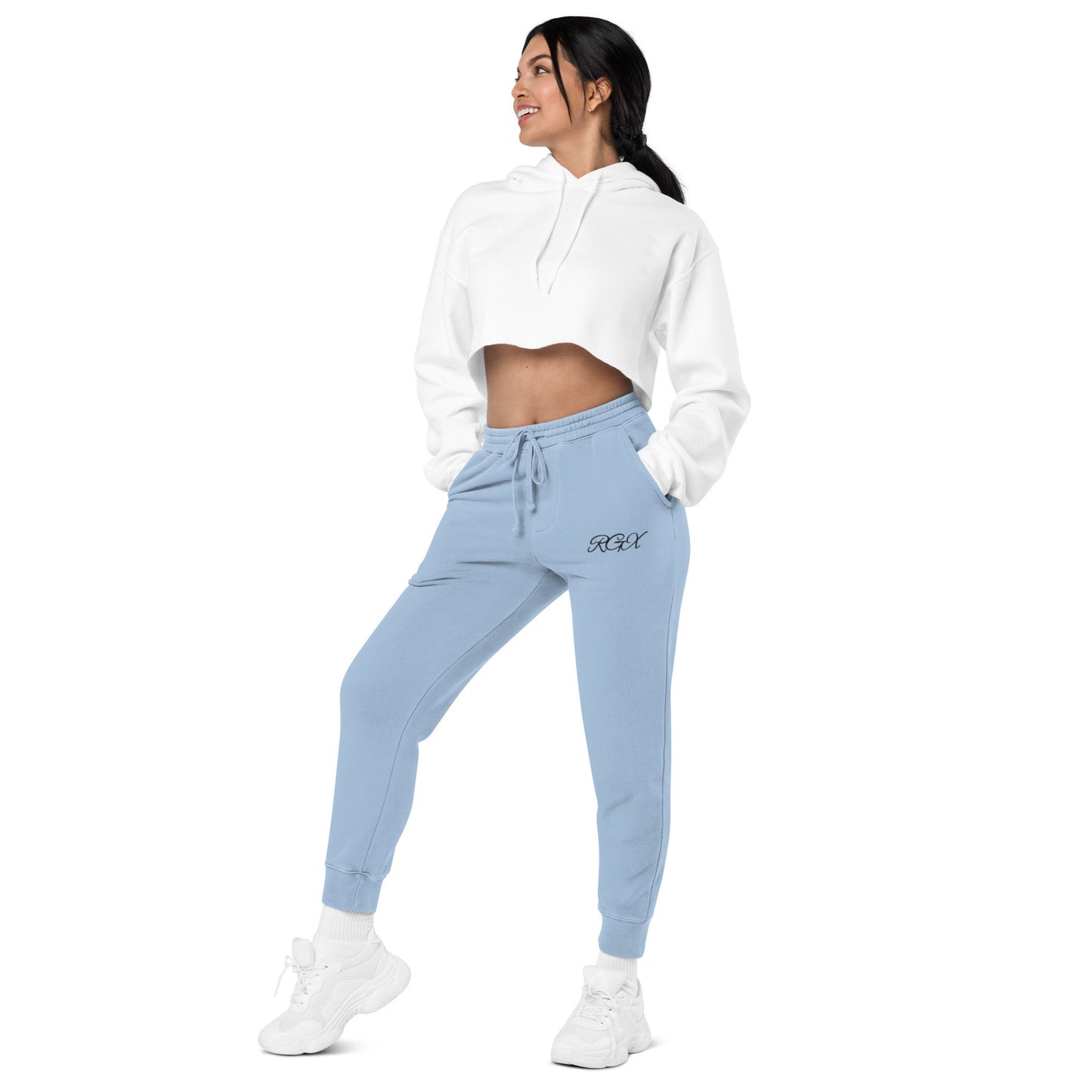 Black logo pigment-dyed sweatpants