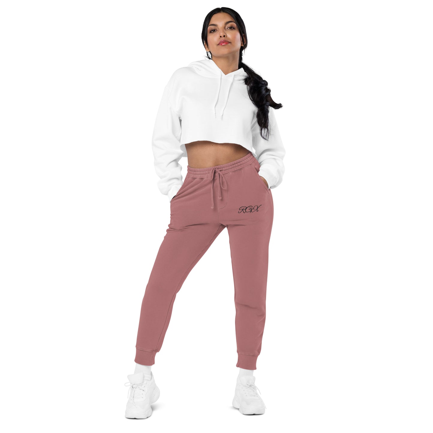 Black logo pigment-dyed sweatpants