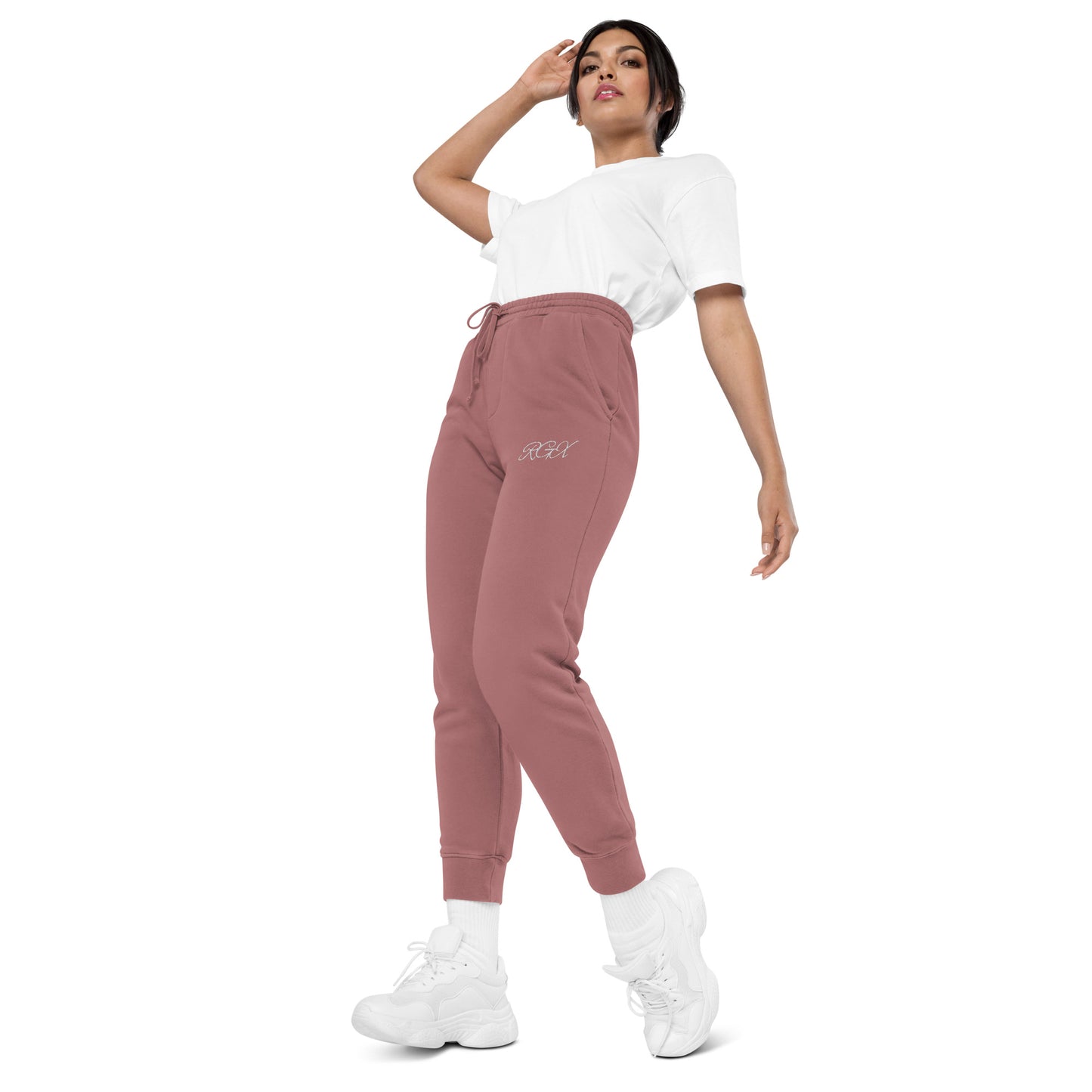 White logo pigment-dyed sweatpants