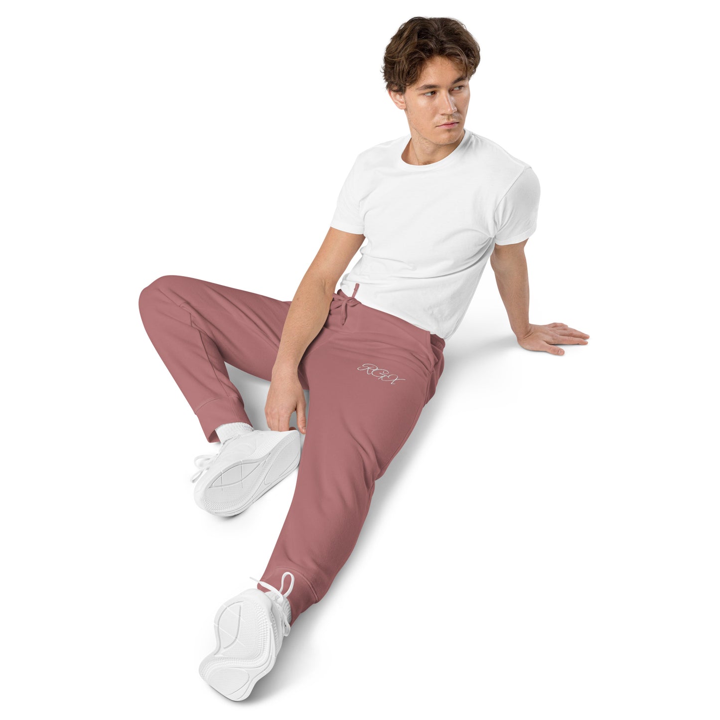 White logo pigment-dyed sweatpants