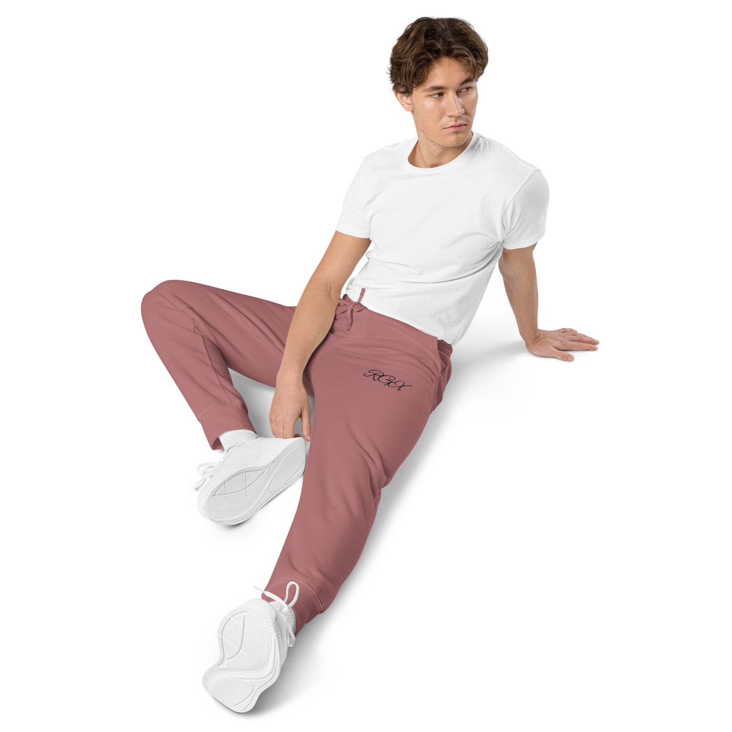 Black logo pigment-dyed sweatpants