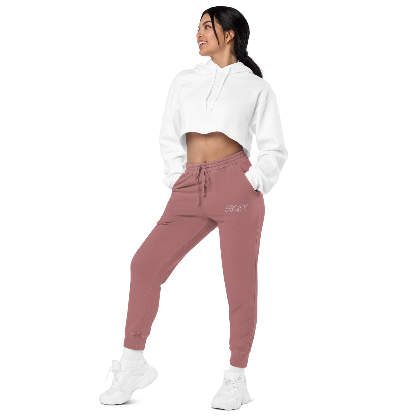 White logo pigment-dyed sweatpants