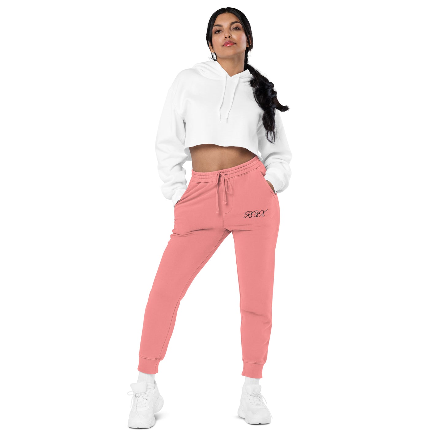 Black logo pigment-dyed sweatpants
