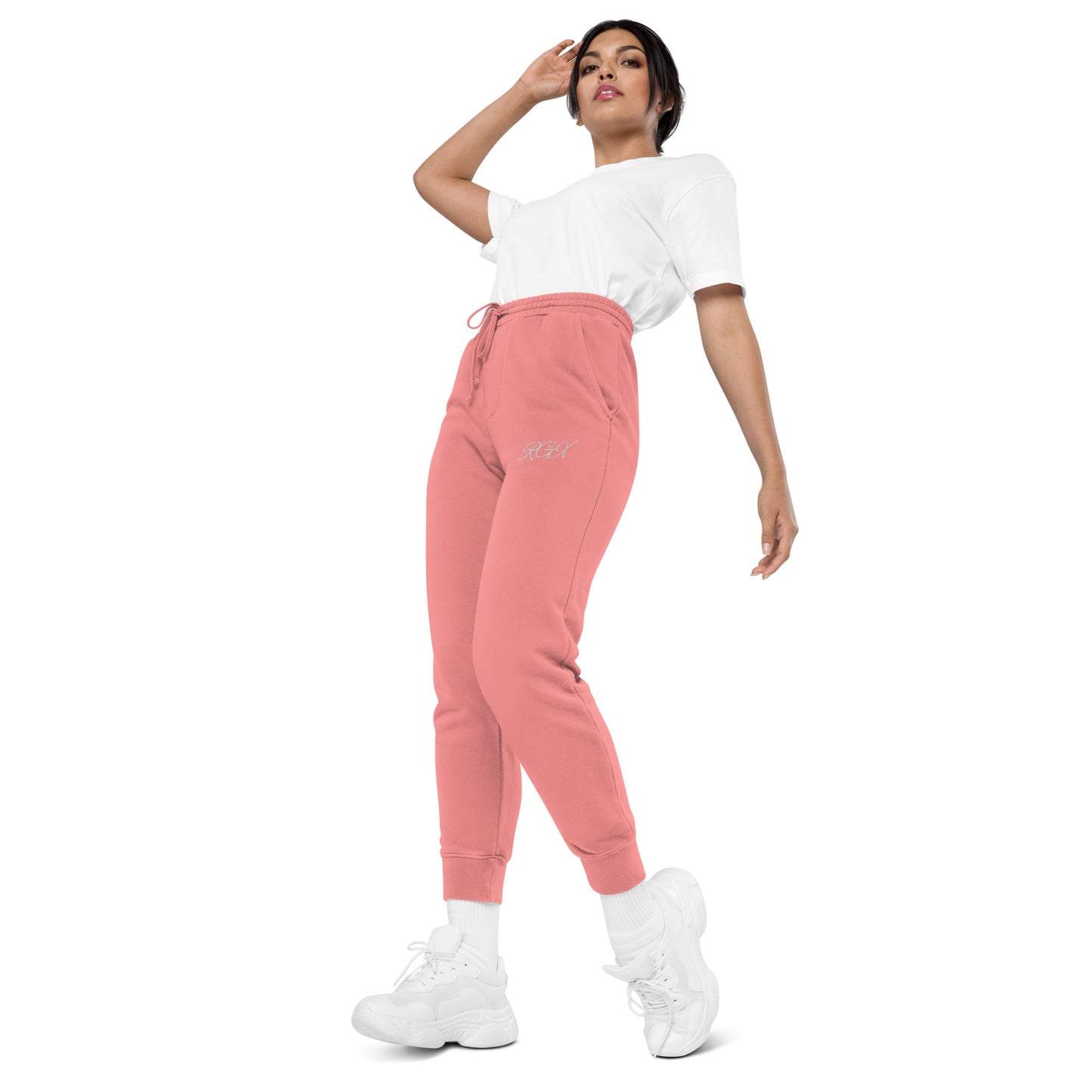White logo pigment-dyed sweatpants