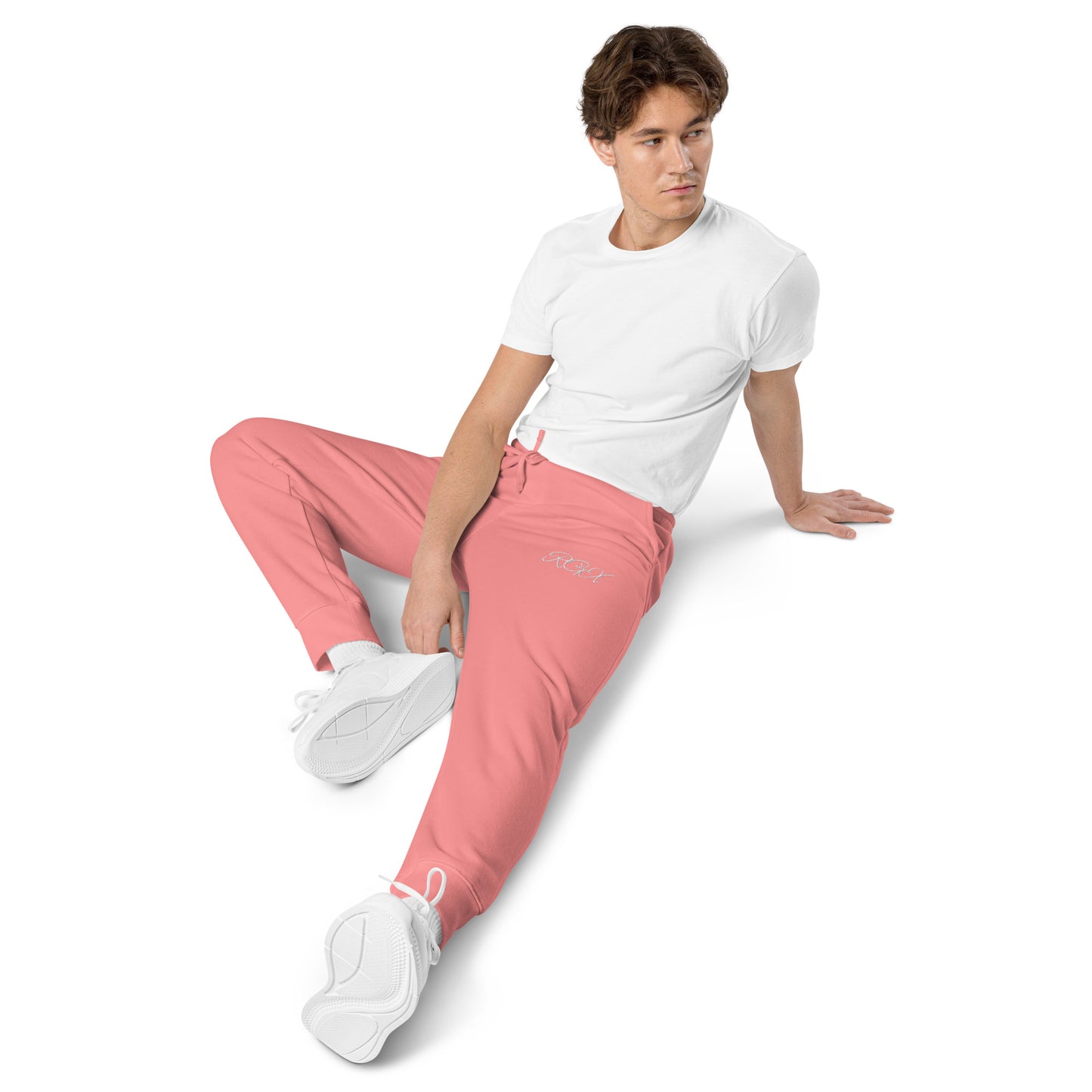 White logo pigment-dyed sweatpants