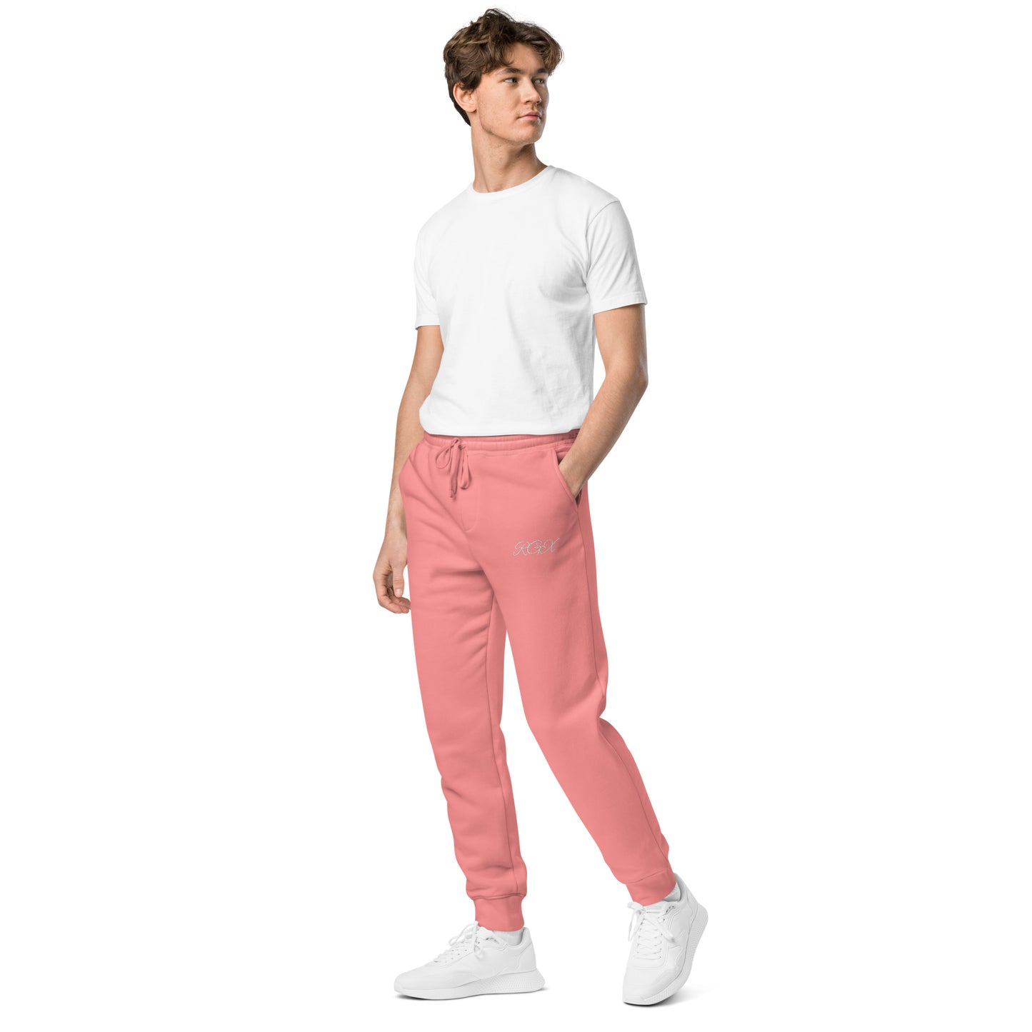 White logo pigment-dyed sweatpants