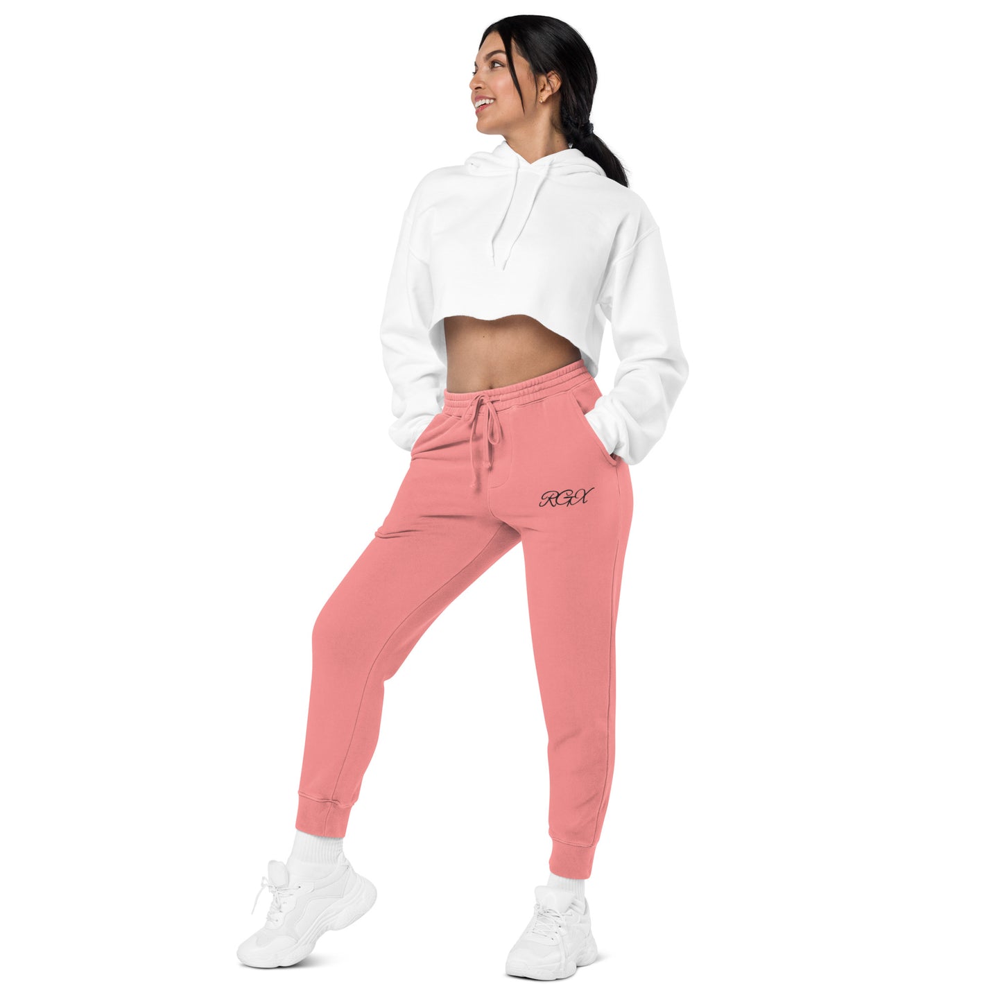 Black logo pigment-dyed sweatpants