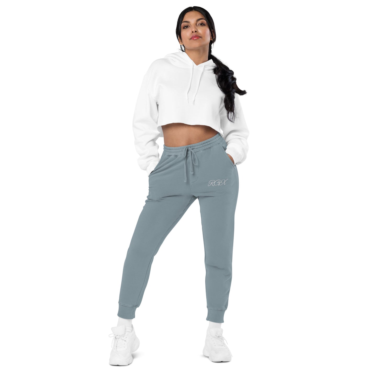White logo pigment-dyed sweatpants