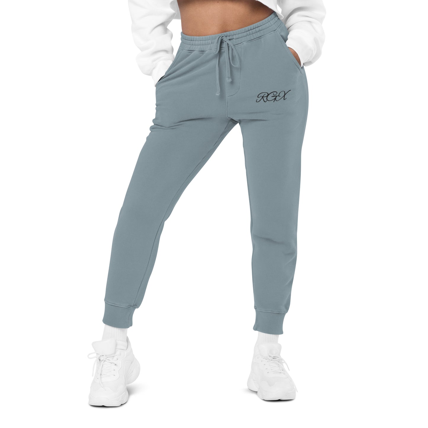 Black logo pigment-dyed sweatpants