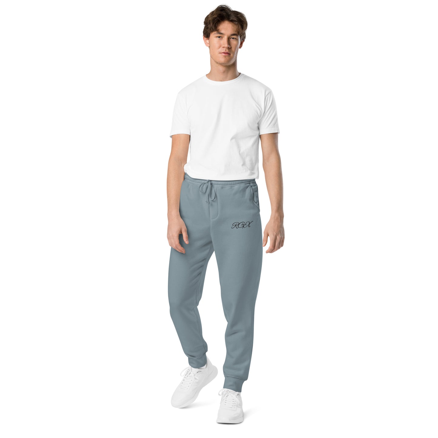 Black logo pigment-dyed sweatpants
