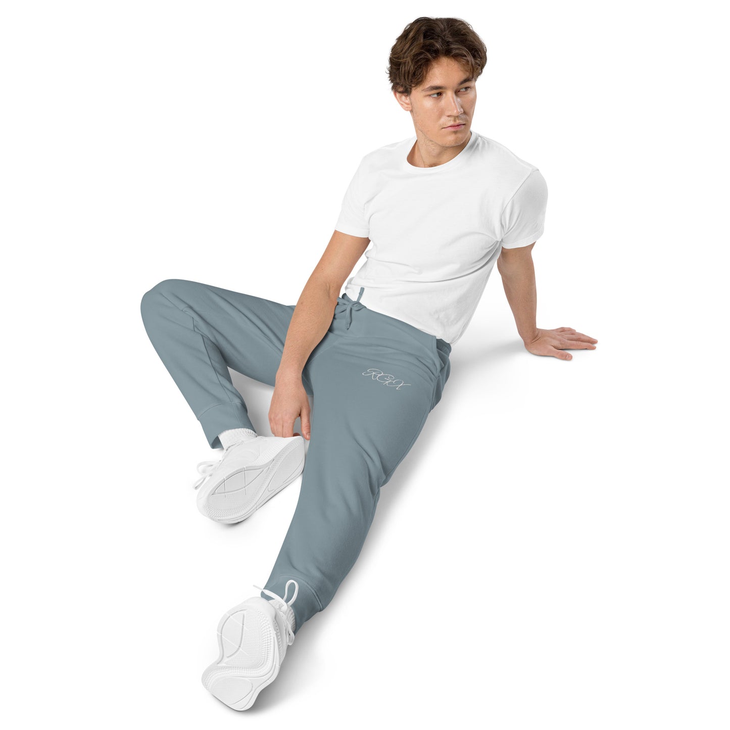 White logo pigment-dyed sweatpants