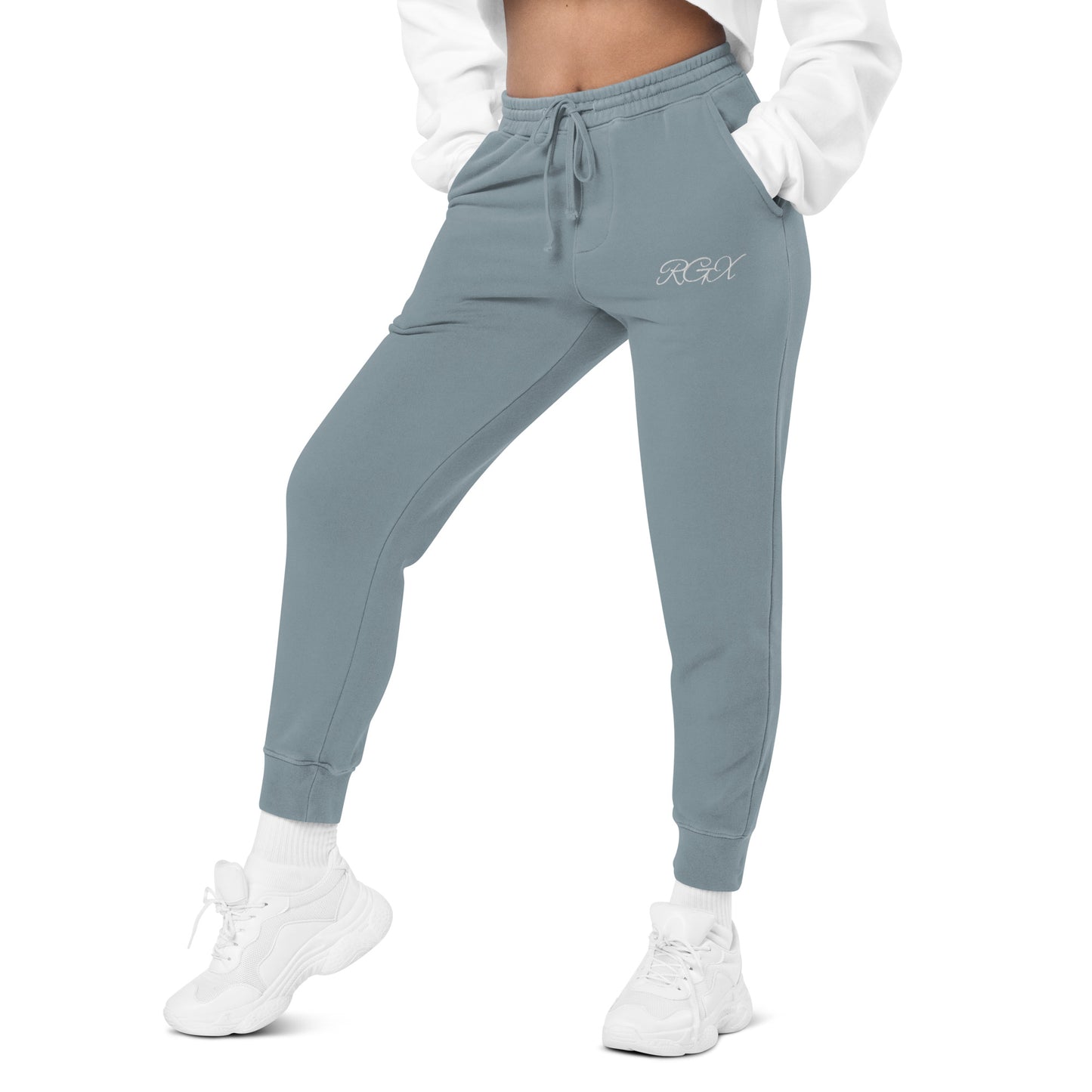 White logo pigment-dyed sweatpants