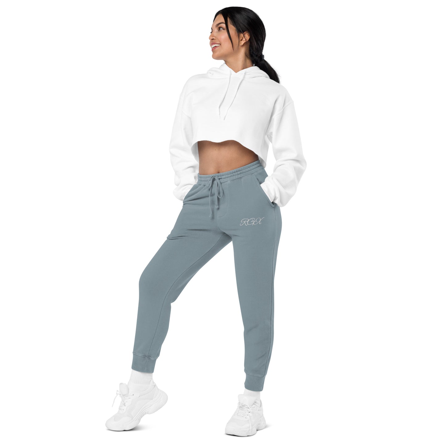 White logo pigment-dyed sweatpants