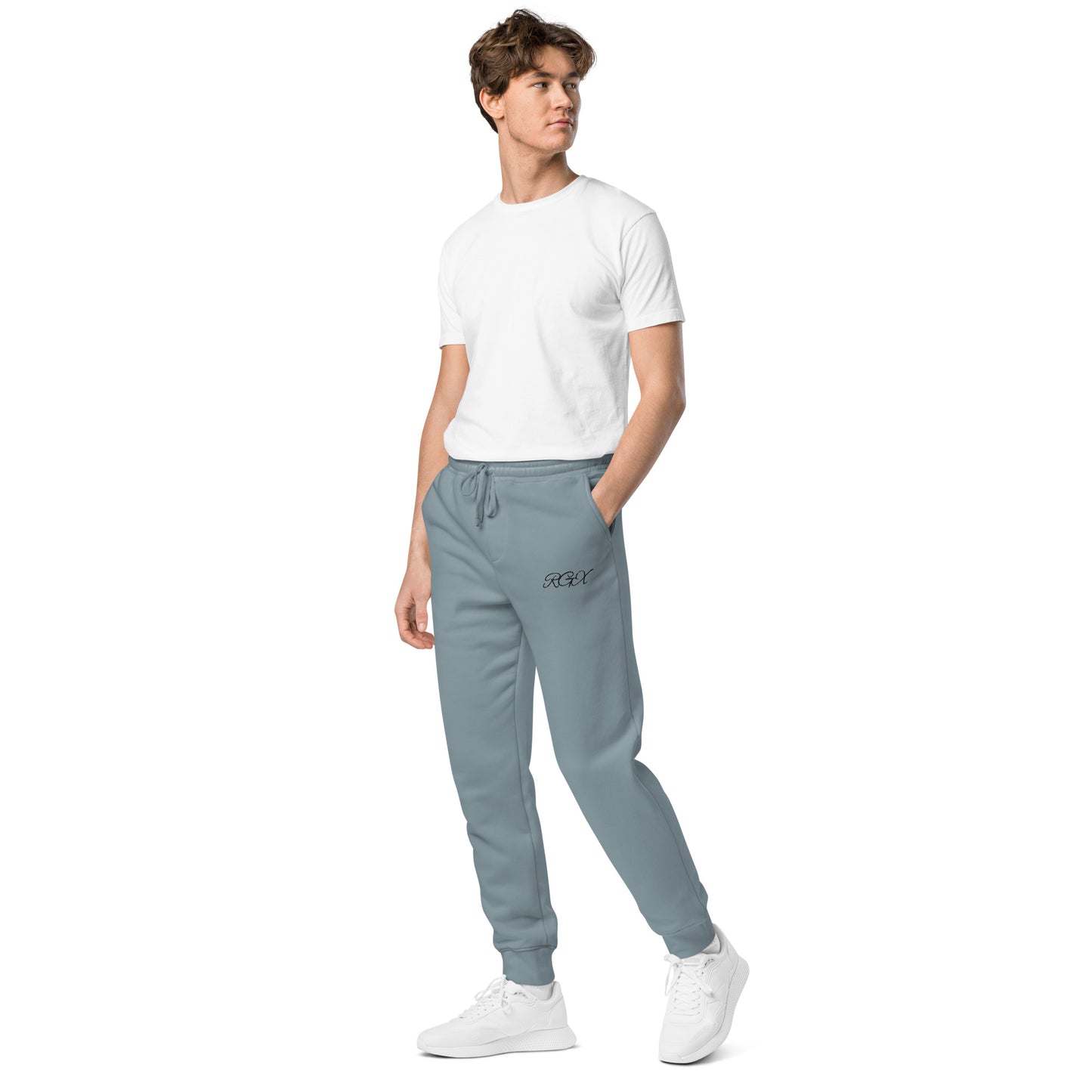 Black logo pigment-dyed sweatpants